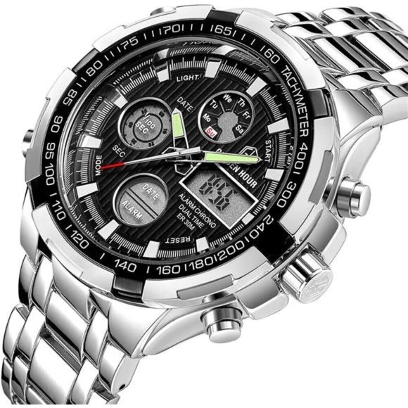 Luxury Stainless Steel Analog Digital Watches for Men Male Outdoor Sport - Picture 2 of 7